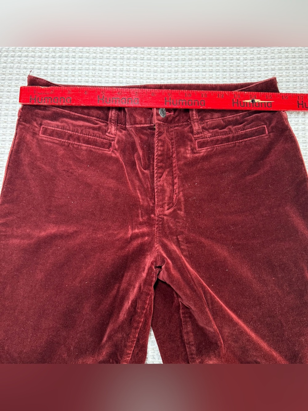 Lands' End Burgundy Cotton/Spandex Mid Ride Slim Tall Velvet Pants - Size 12 - Picture 4 of 8